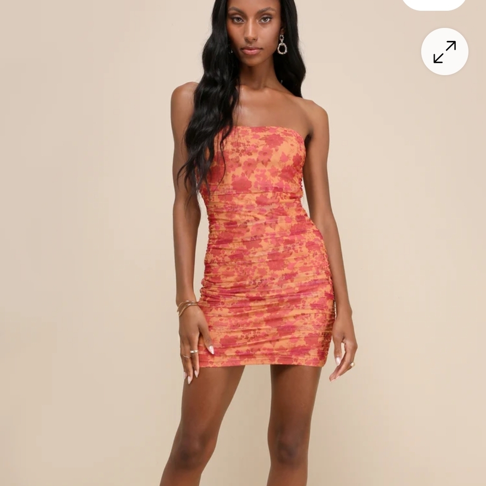 Lulu's Strapless Red and Orange Dress